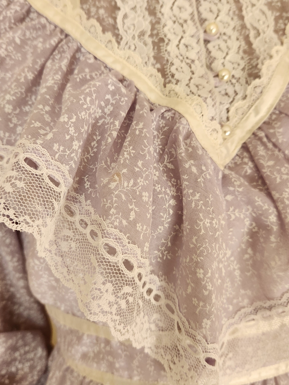 ✨ Dreamy Vintage 70s Lavender Gunne Sax Prairie Dress ✨ - Picture 7 of 12